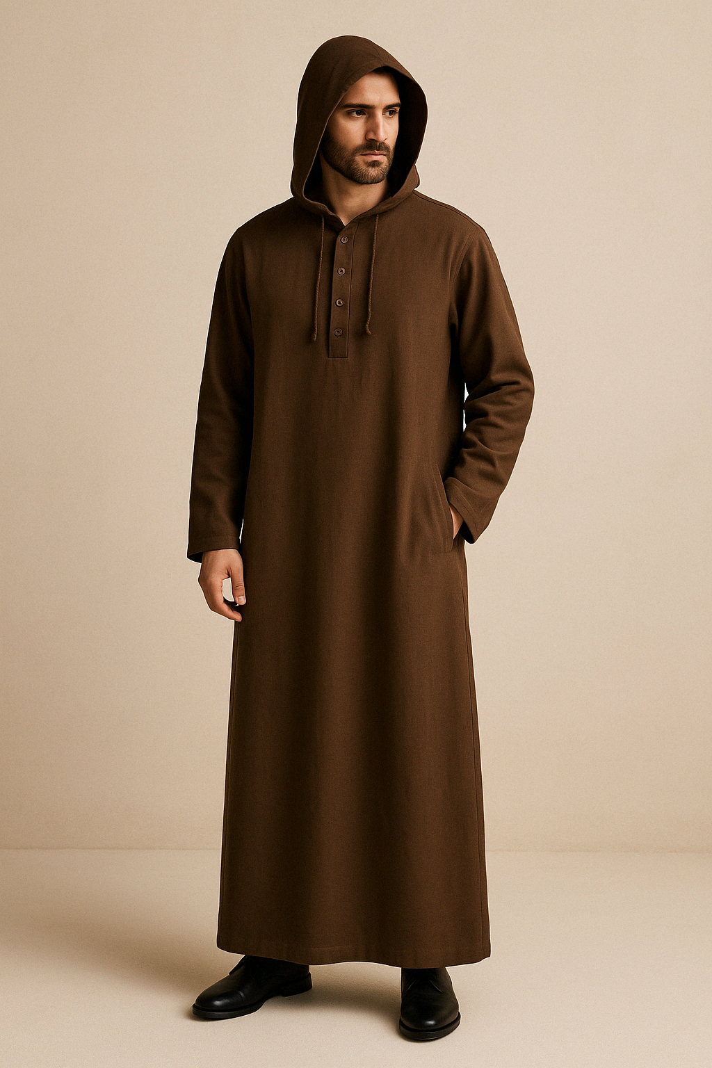 Qamis Homme à Capuche – Lin Respirant & Élégant - Muslim Essentials