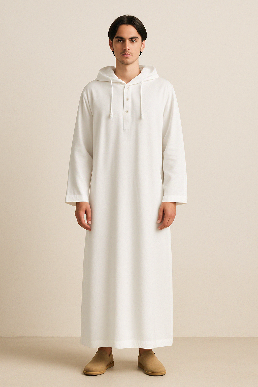 Qamis Homme à Capuche – Lin Respirant & Élégant - Muslim Essentials