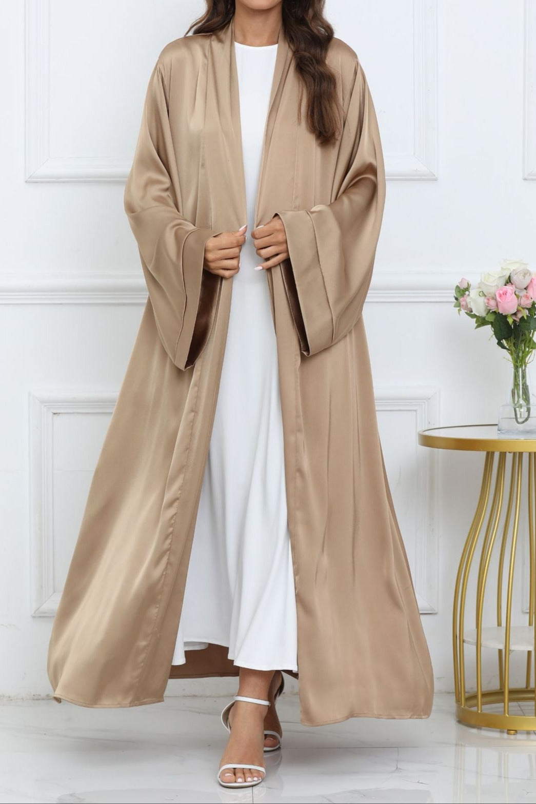 Abaya Ouverte pour Femme – Cardigan Long en Broadcloth, Kimono Classique Arabe, Robe Islamique Ethnique, Taille S-XXL - Muslim Essentials