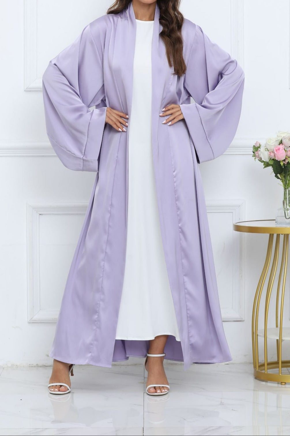 Abaya Ouverte pour Femme – Cardigan Long en Broadcloth, Kimono Classique Arabe, Robe Islamique Ethnique, Taille S-XXL - Muslim Essentials