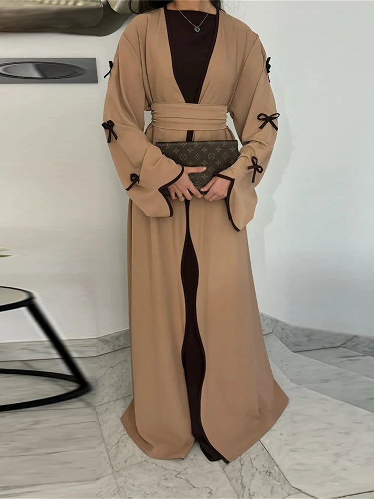 Abaya Ouverte Butterfly avec Nœud - Kimono de Luxe pour Ramadan et Eid, Robe Modeste Islamique, Kaftan Kebaya pour Femmes - Muslim Essentials