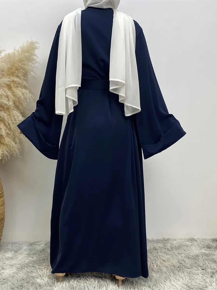Dubai Elegance Open Abaya – Robe Modeste en Polyester pour Femmes - Muslim Essentials