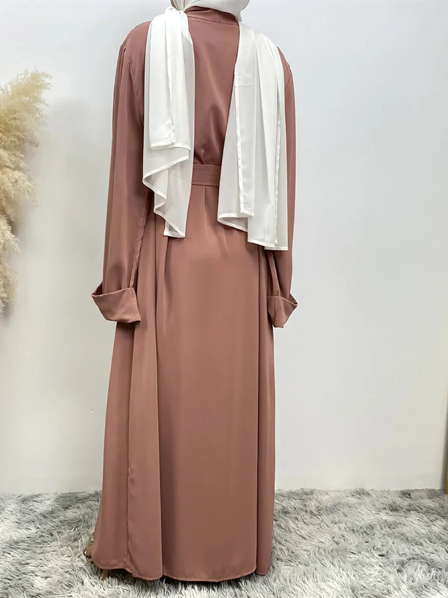 Dubai Elegance Open Abaya – Robe Modeste en Polyester pour Femmes - Muslim Essentials