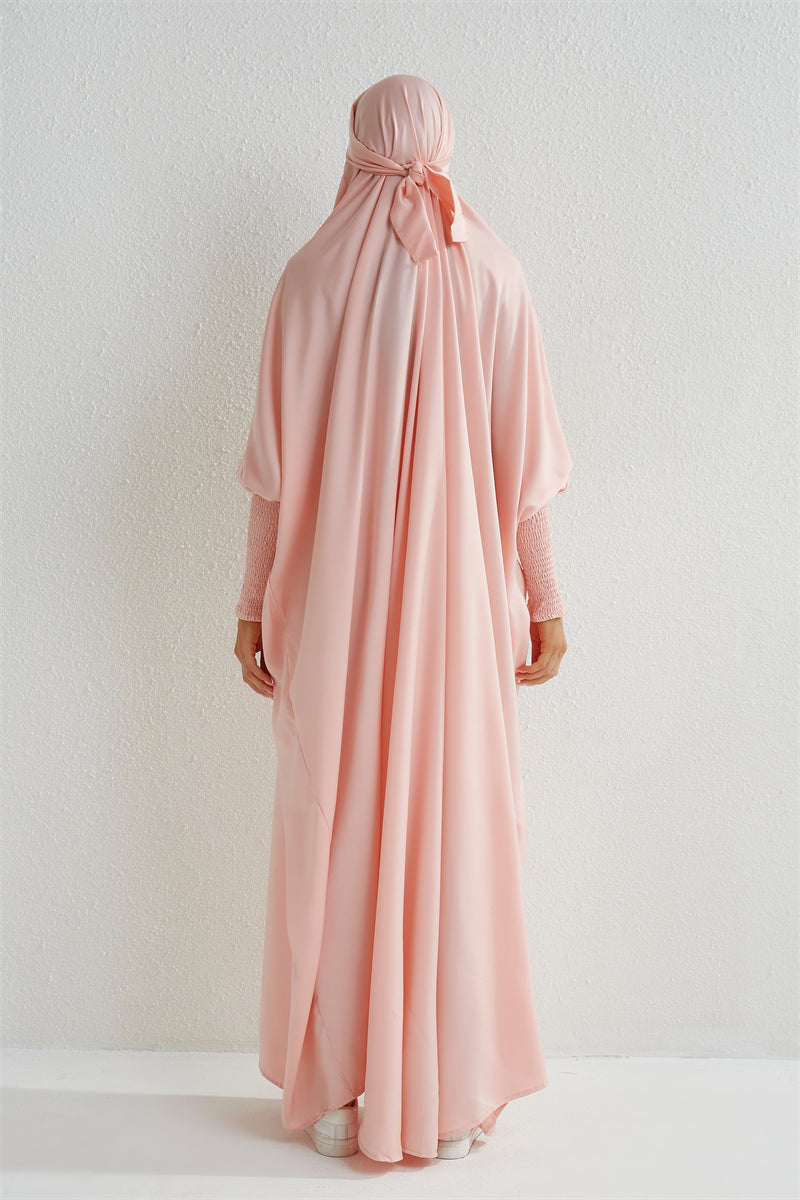 Abaya Musulmane à Capuche avec Manches Smockées - Muslim Essentials