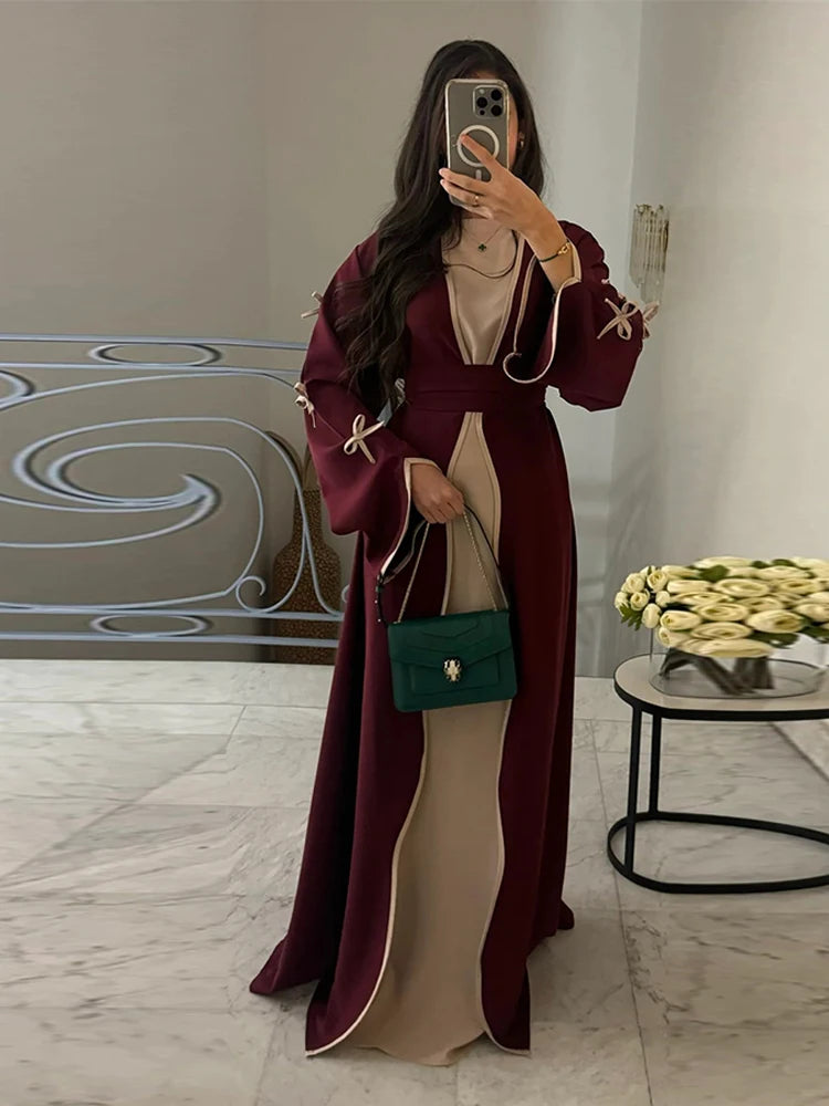 Abaya Ouverte Butterfly avec Nœud - Kimono de Luxe pour Ramadan et Eid, Robe Modeste Islamique, Kaftan Kebaya pour Femmes - Muslim Essentials