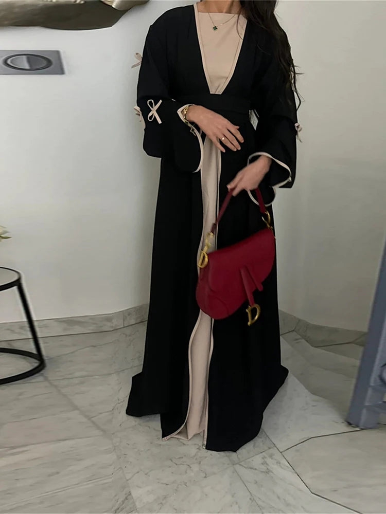 Abaya Ouverte Butterfly avec Nœud - Kimono de Luxe pour Ramadan et Eid, Robe Modeste Islamique, Kaftan Kebaya pour Femmes - Muslim Essentials