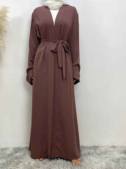 Dubai Elegance Open Abaya – Robe Modeste en Polyester pour Femmes - Muslim Essentials
