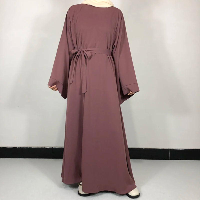 15 Colors Basic Plain Nida Abaya With Free Belt High Quality Muslim Women Modest Simple Dress EID Ramadan Islamic Clothing - Muslim Essentials