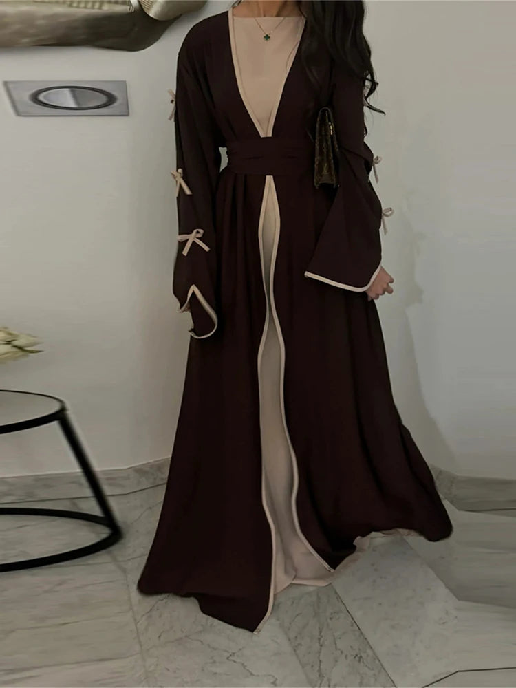 Abaya Ouverte Butterfly avec Nœud - Kimono de Luxe pour Ramadan et Eid, Robe Modeste Islamique, Kaftan Kebaya pour Femmes - Muslim Essentials