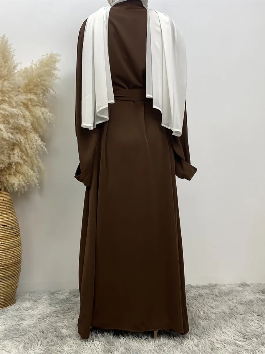 Dubai Elegance Open Abaya – Robe Modeste en Polyester pour Femmes - Muslim Essentials