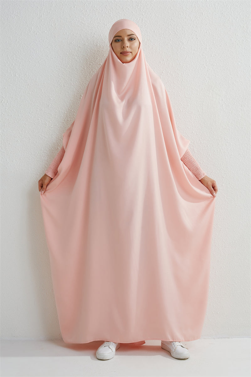 Abaya Musulmane à Capuche avec Manches Smockées - Muslim Essentials