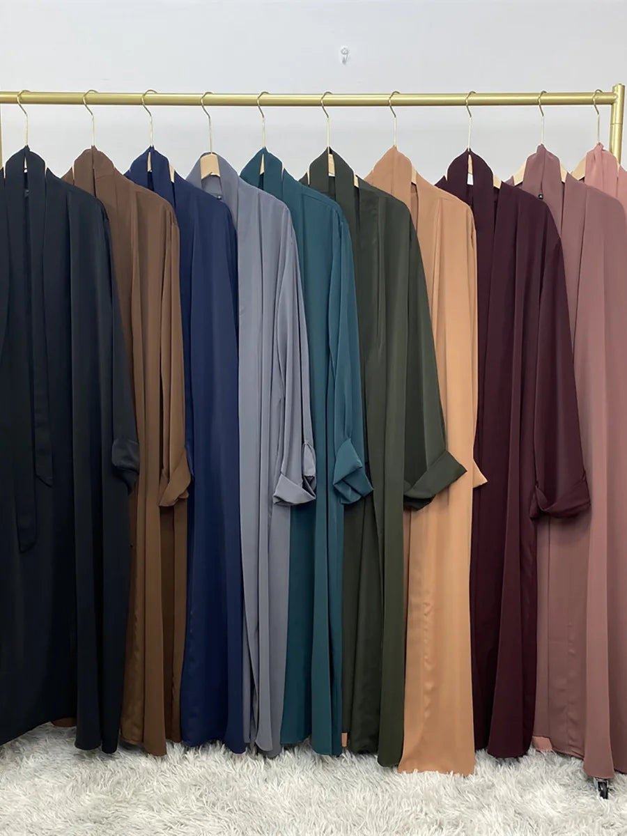 Dubai Elegance Open Abaya – Robe Modeste en Polyester pour Femmes - Muslim Essentials