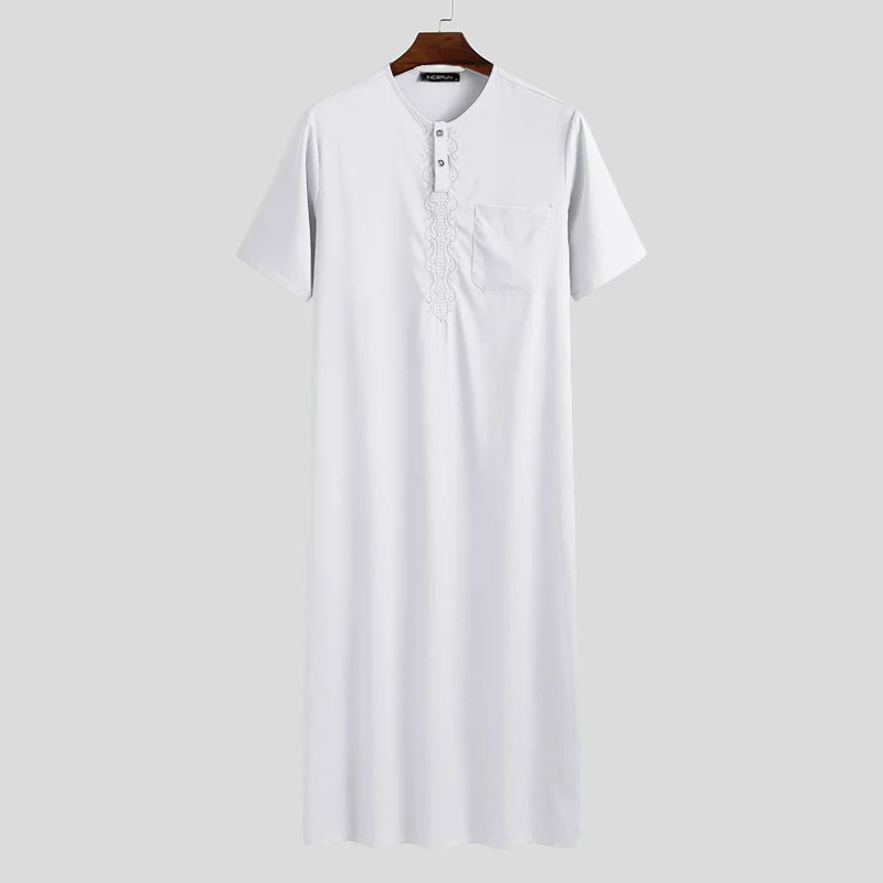 Qamis Homme en Tissu – Style Traditionnel & Moderne, Manches Courtes, Confort Estival - Muslim Essentials