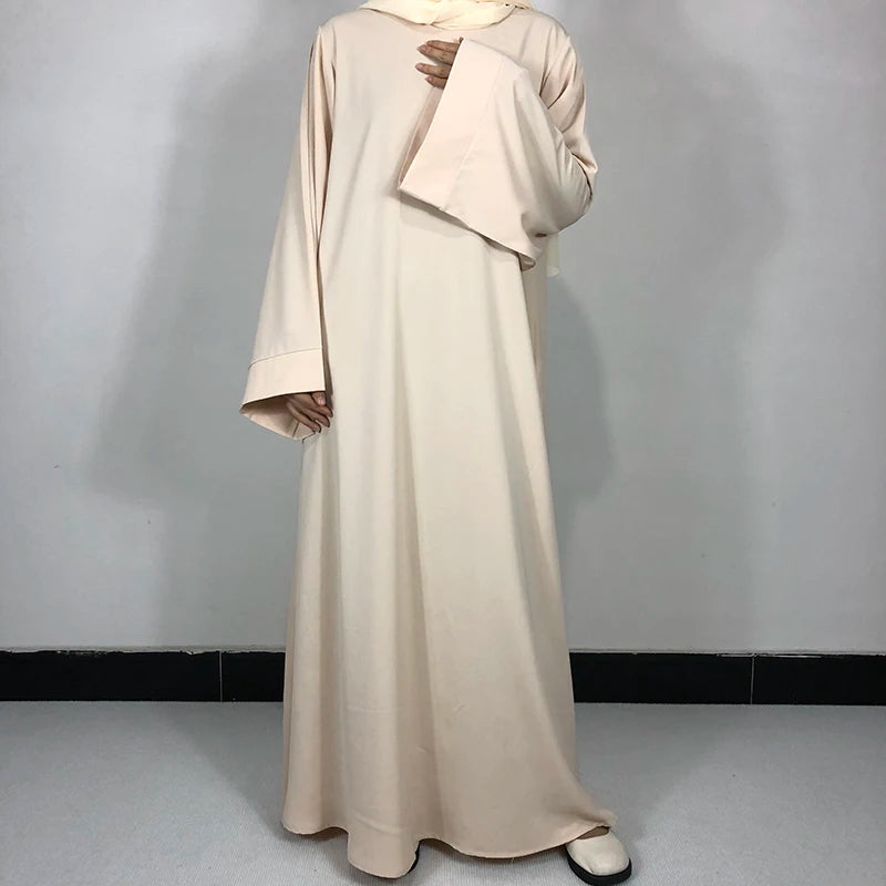 15 Colors Basic Plain Nida Abaya With Free Belt High Quality Muslim Women Modest Simple Dress EID Ramadan Islamic Clothing - Muslim Essentials