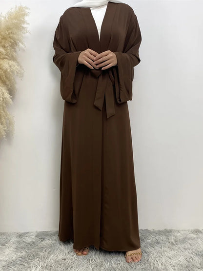 Dubai Elegance Open Abaya – Robe Modeste en Polyester pour Femmes - Muslim Essentials