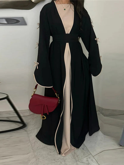 Abaya Ouverte Butterfly avec Nœud - Kimono de Luxe pour Ramadan et Eid, Robe Modeste Islamique, Kaftan Kebaya pour Femmes - Muslim Essentials