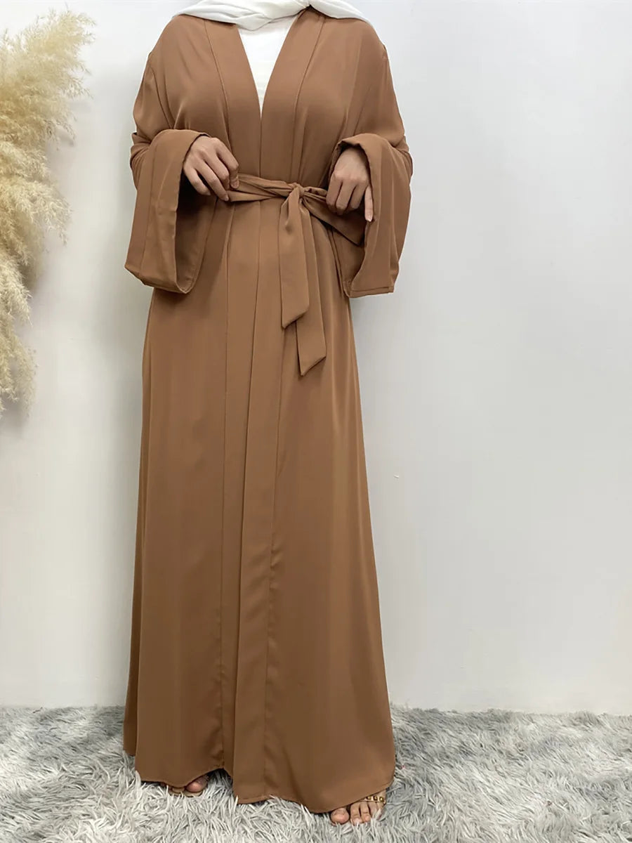 Dubai Elegance Open Abaya – Robe Modeste en Polyester pour Femmes - Muslim Essentials