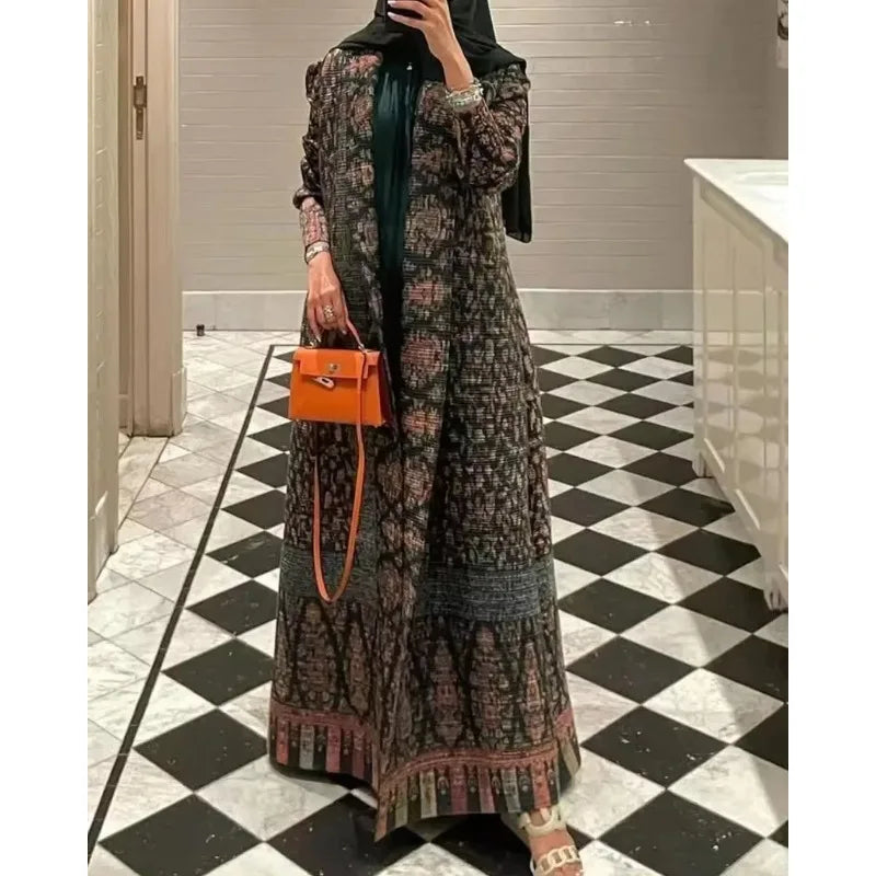 Abaya KAF - Robe Longue Musulmane Ouverte, Cardigan Classique, Taille S-XXL - Muslim Essentials