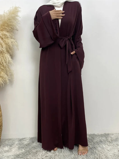 Dubai Elegance Open Abaya – Robe Modeste en Polyester pour Femmes - Muslim Essentials