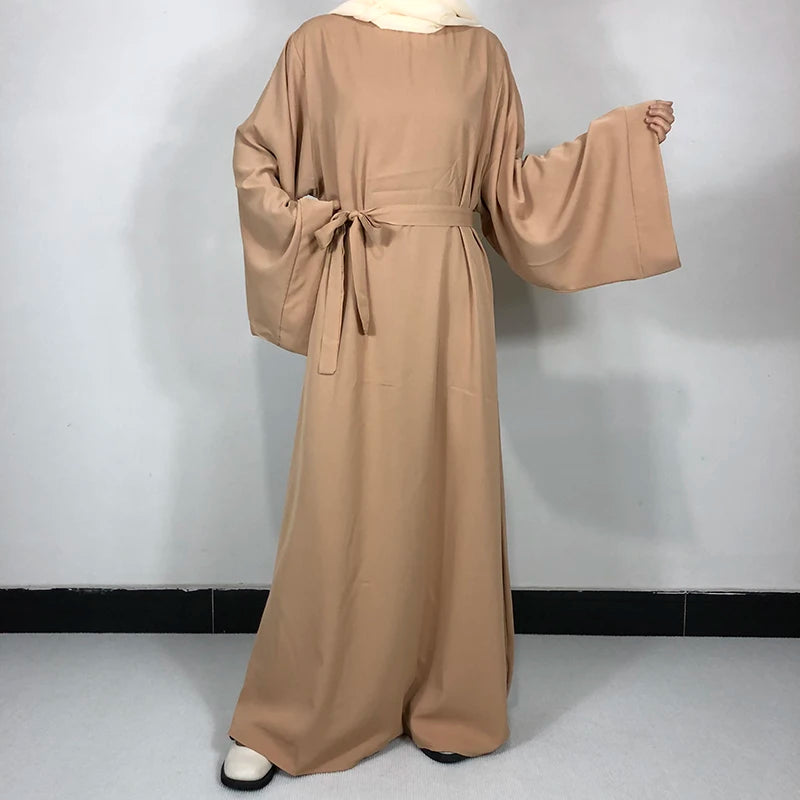 15 Colors Basic Plain Nida Abaya With Free Belt High Quality Muslim Women Modest Simple Dress EID Ramadan Islamic Clothing - Muslim Essentials
