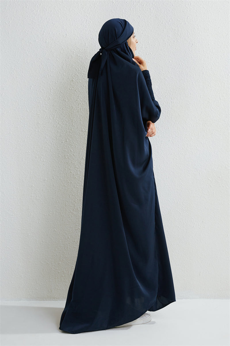 Abaya Musulmane à Capuche avec Manches Smockées - Muslim Essentials