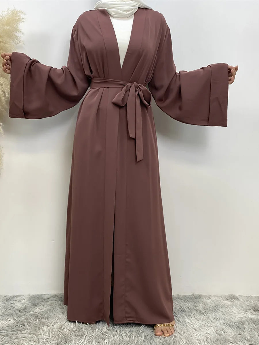 Dubai Elegance Open Abaya – Robe Modeste en Polyester pour Femmes - Muslim Essentials