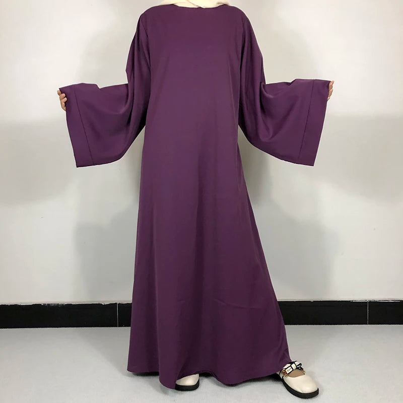 15 Colors Basic Plain Nida Abaya With Free Belt High Quality Muslim Women Modest Simple Dress EID Ramadan Islamic Clothing - Muslim Essentials