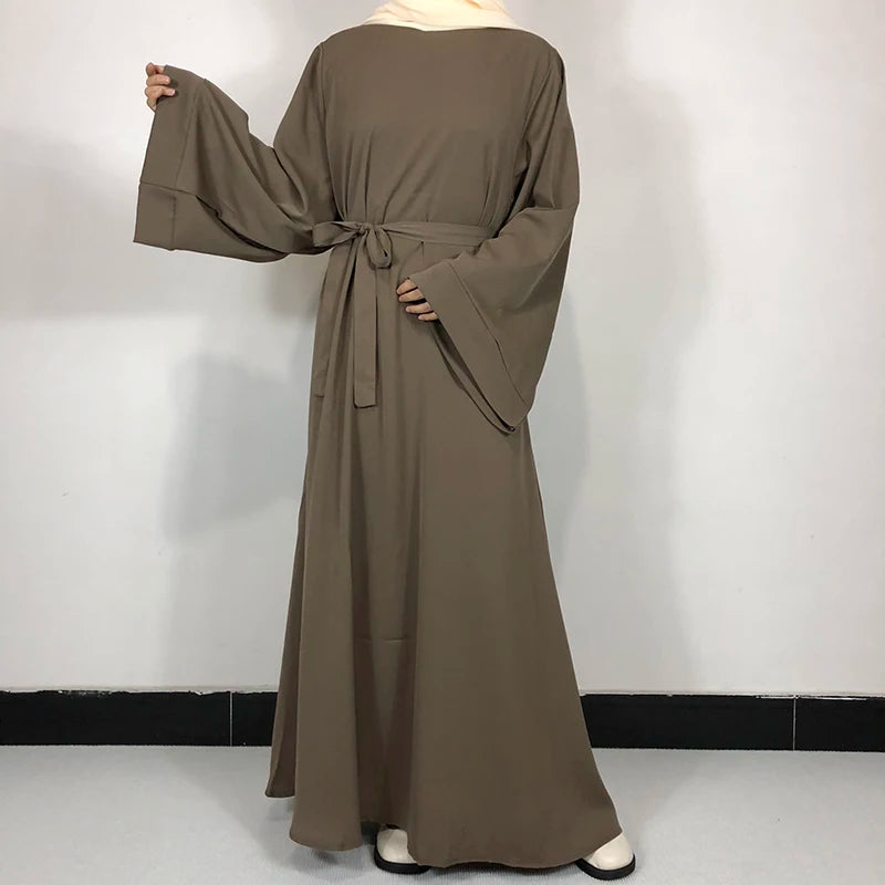 15 Colors Basic Plain Nida Abaya With Free Belt High Quality Muslim Women Modest Simple Dress EID Ramadan Islamic Clothing - Muslim Essentials