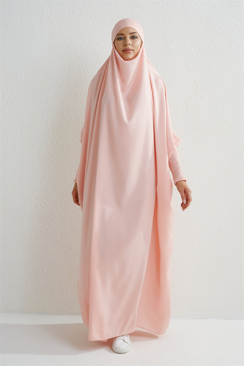 Abaya Musulmane à Capuche avec Manches Smockées - Muslim Essentials