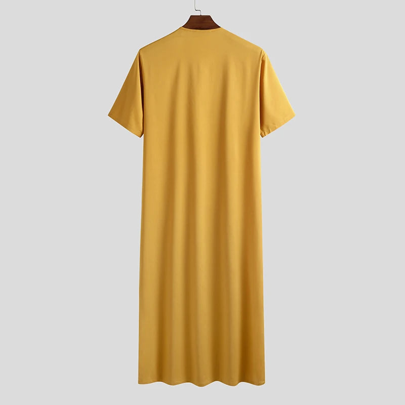 Qamis Homme en Tissu – Style Traditionnel & Moderne, Manches Courtes, Confort Estival - Muslim Essentials