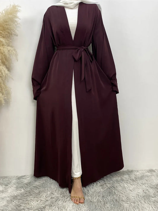 Dubai Elegance Open Abaya – Robe Modeste en Polyester pour Femmes - Muslim Essentials