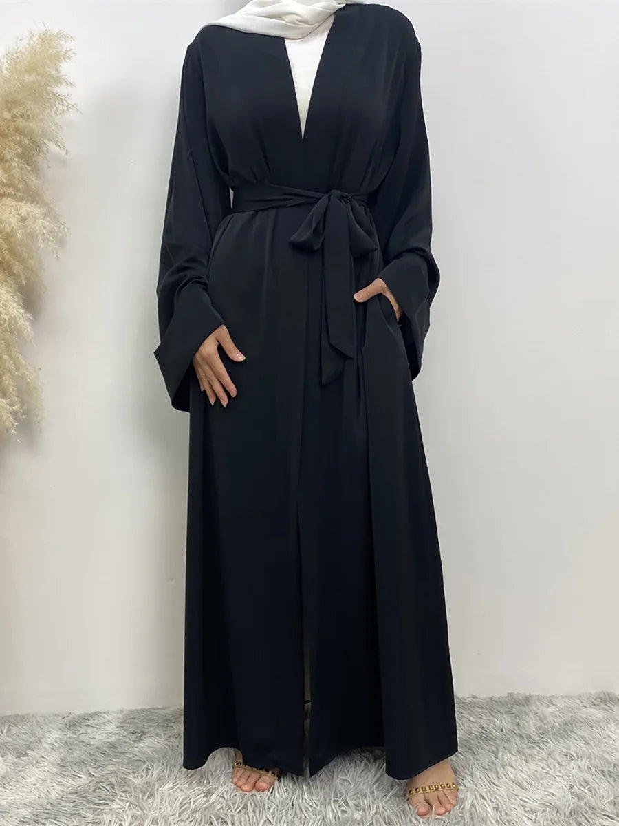 Dubai Elegance Open Abaya – Robe Modeste en Polyester pour Femmes - Muslim Essentials