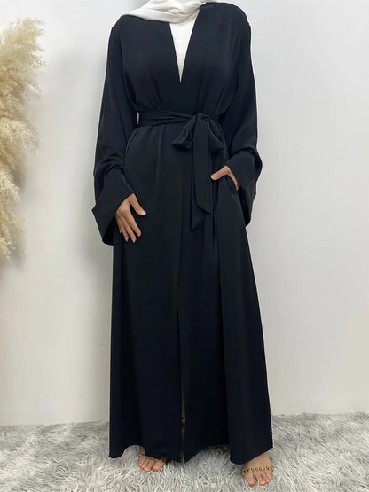 Dubai Elegance Open Abaya – Robe Modeste en Polyester pour Femmes - Muslim Essentials