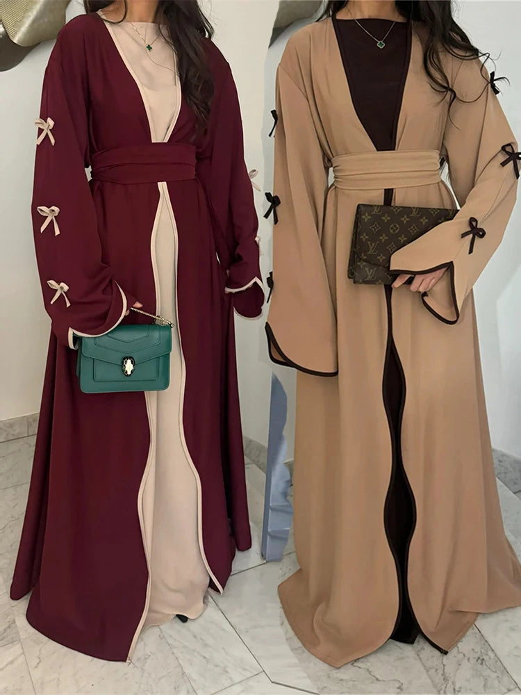 Abaya Ouverte Butterfly avec Nœud - Kimono de Luxe pour Ramadan et Eid, Robe Modeste Islamique, Kaftan Kebaya pour Femmes - Muslim Essentials