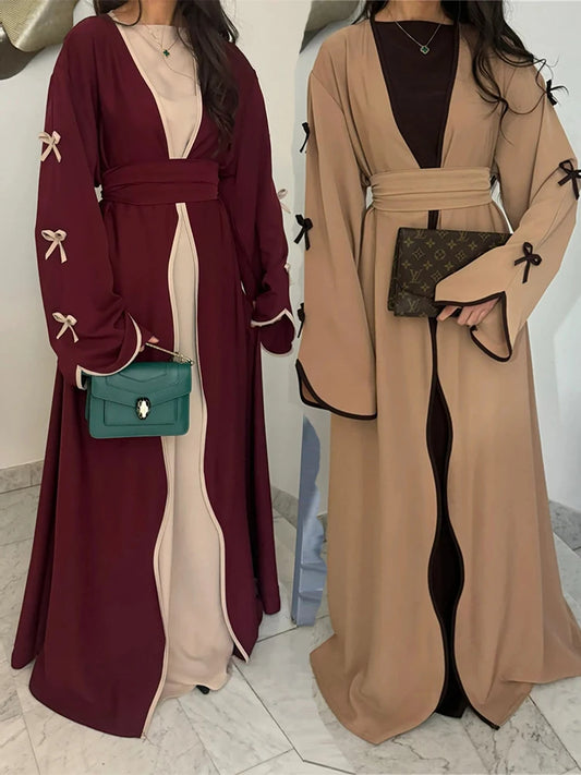 Abaya Ouverte Butterfly avec Nœud - Kimono de Luxe pour Ramadan et Eid, Robe Modeste Islamique, Kaftan Kebaya pour Femmes - Muslim Essentials