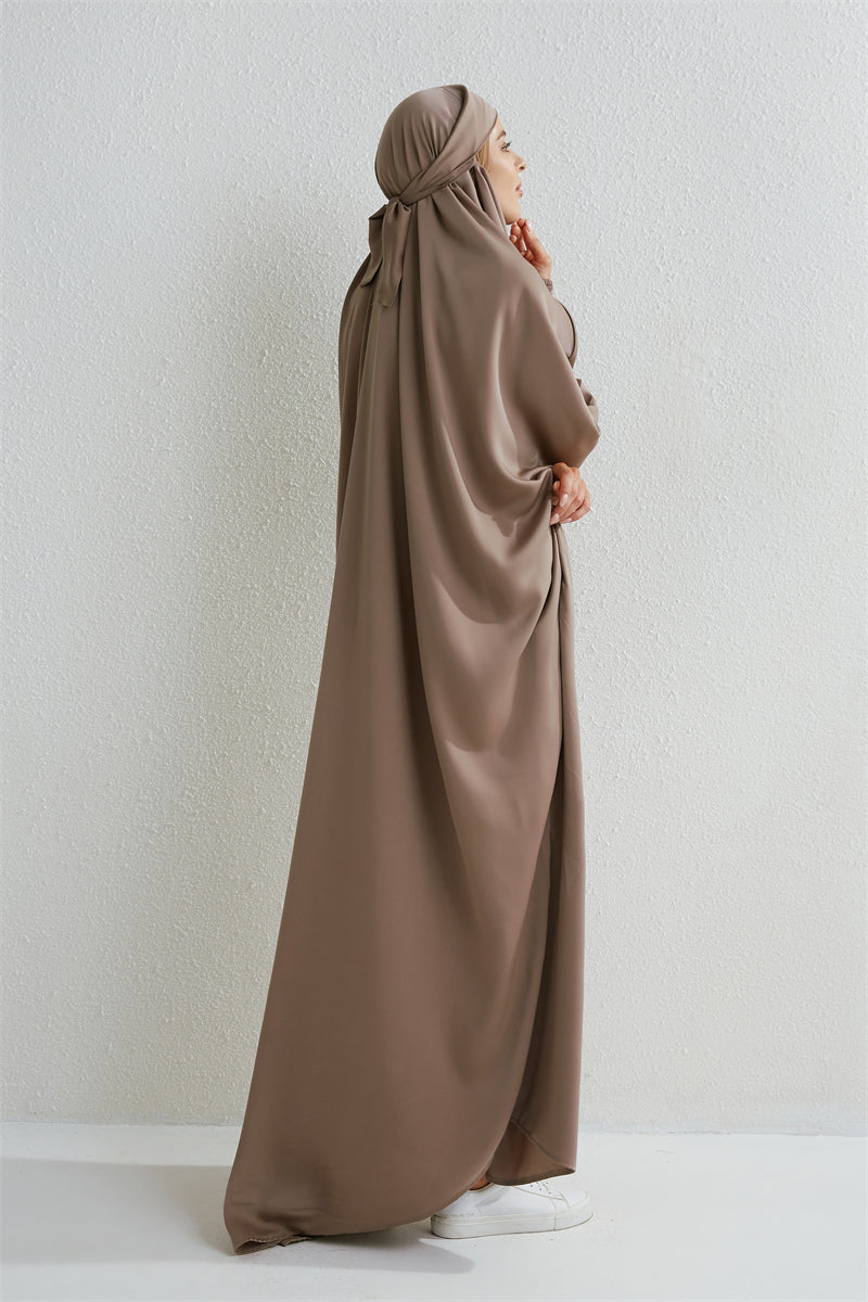 Abaya Musulmane à Capuche avec Manches Smockées - Muslim Essentials