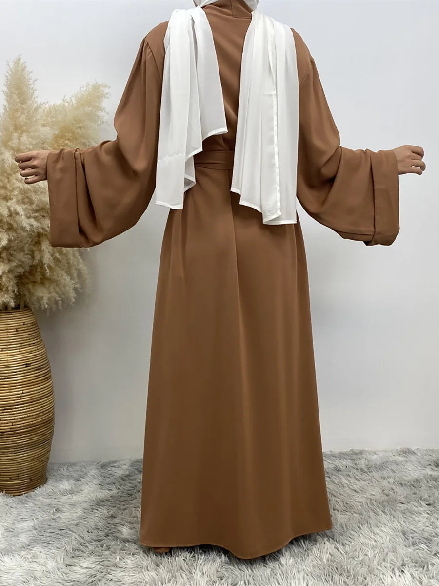 Dubai Elegance Open Abaya – Robe Modeste en Polyester pour Femmes - Muslim Essentials