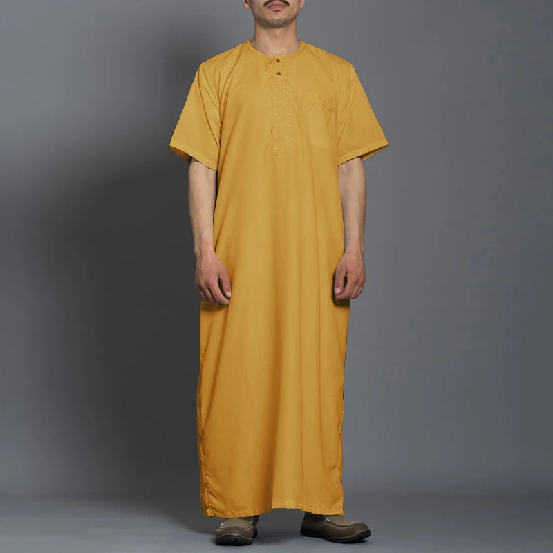 Qamis Homme en Tissu – Style Traditionnel & Moderne, Manches Courtes, Confort Estival - Muslim Essentials