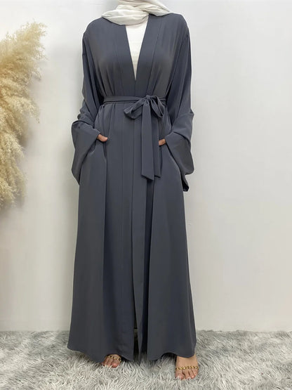 Dubai Elegance Open Abaya – Robe Modeste en Polyester pour Femmes - Muslim Essentials