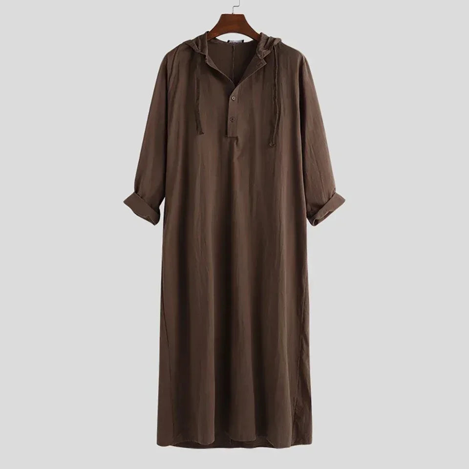 Qamis Homme à Capuche – Lin Respirant & Élégant - Muslim Essentials