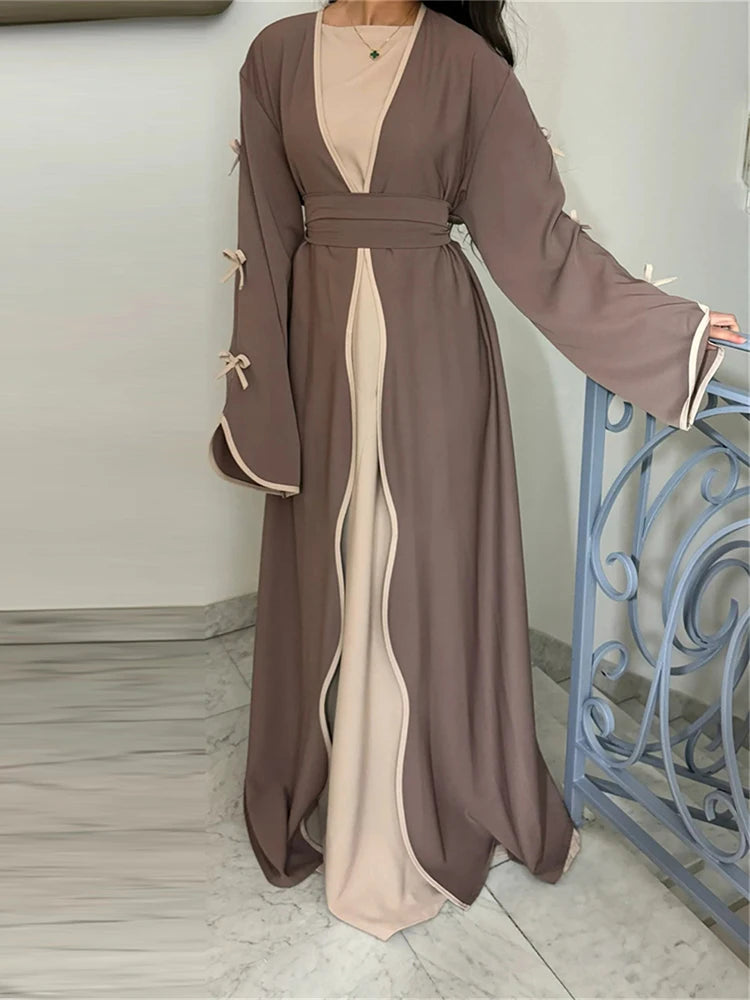 Abaya Ouverte Butterfly avec Nœud - Kimono de Luxe pour Ramadan et Eid, Robe Modeste Islamique, Kaftan Kebaya pour Femmes - Muslim Essentials
