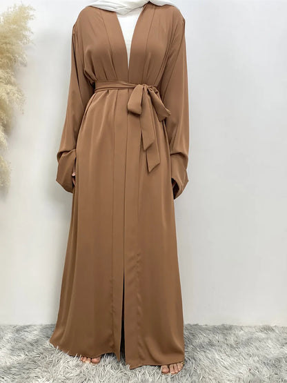 Dubai Elegance Open Abaya – Robe Modeste en Polyester pour Femmes - Muslim Essentials