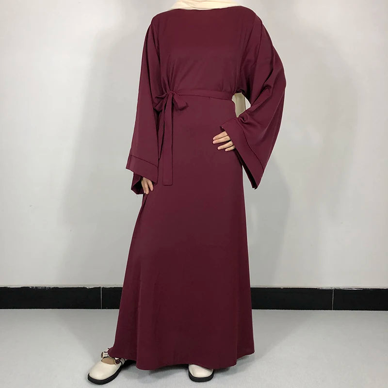15 Colors Basic Plain Nida Abaya With Free Belt High Quality Muslim Women Modest Simple Dress EID Ramadan Islamic Clothing - Muslim Essentials