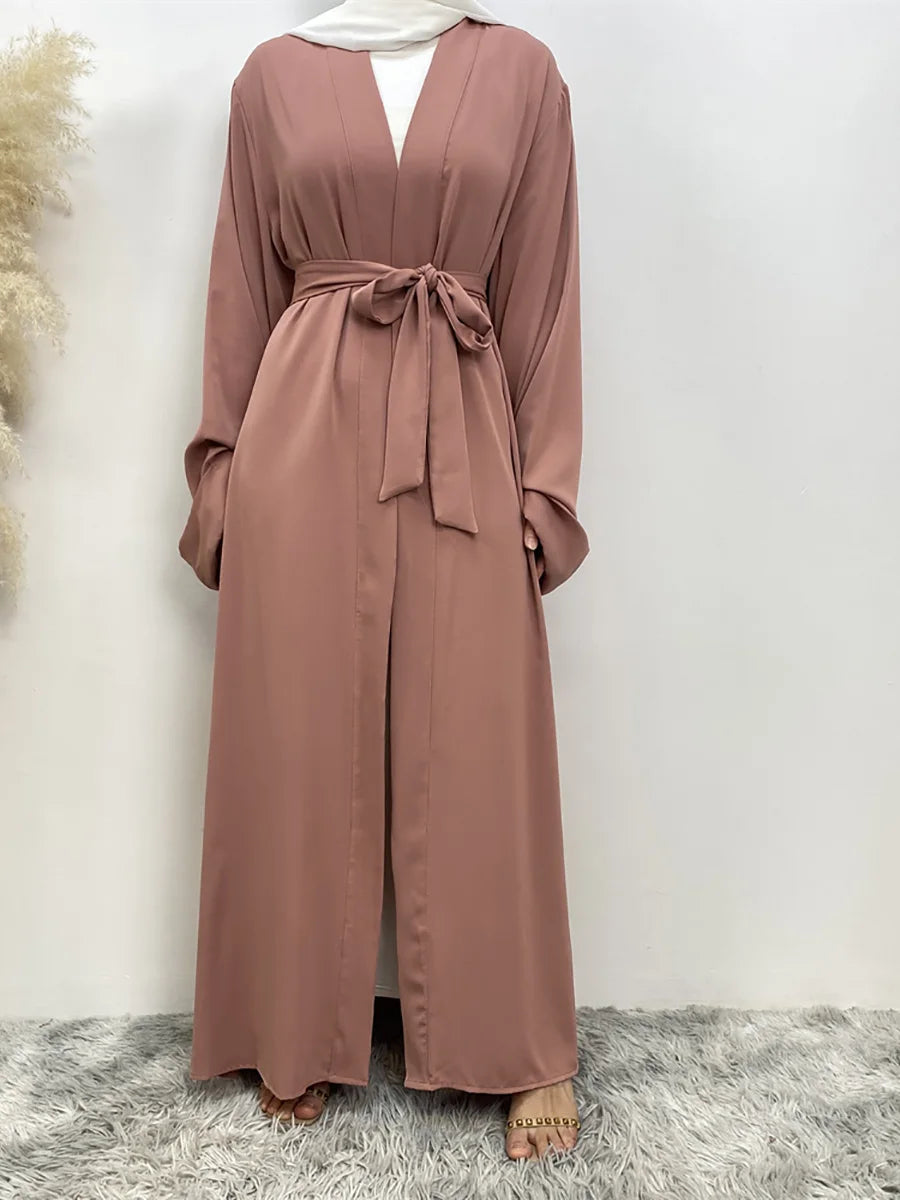 Dubai Elegance Open Abaya – Robe Modeste en Polyester pour Femmes - Muslim Essentials