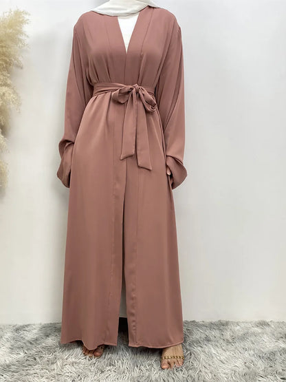 Dubai Elegance Open Abaya – Robe Modeste en Polyester pour Femmes - Muslim Essentials
