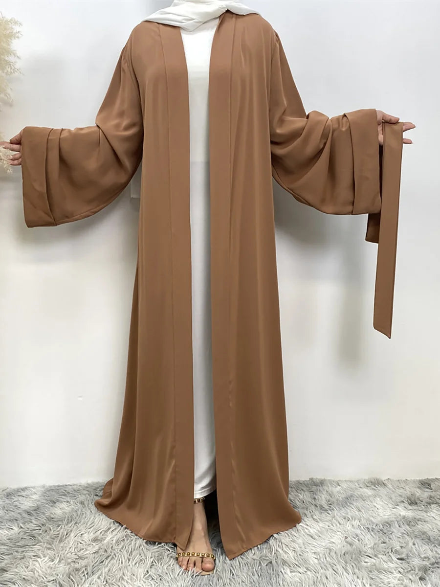 Dubai Elegance Open Abaya – Robe Modeste en Polyester pour Femmes - Muslim Essentials