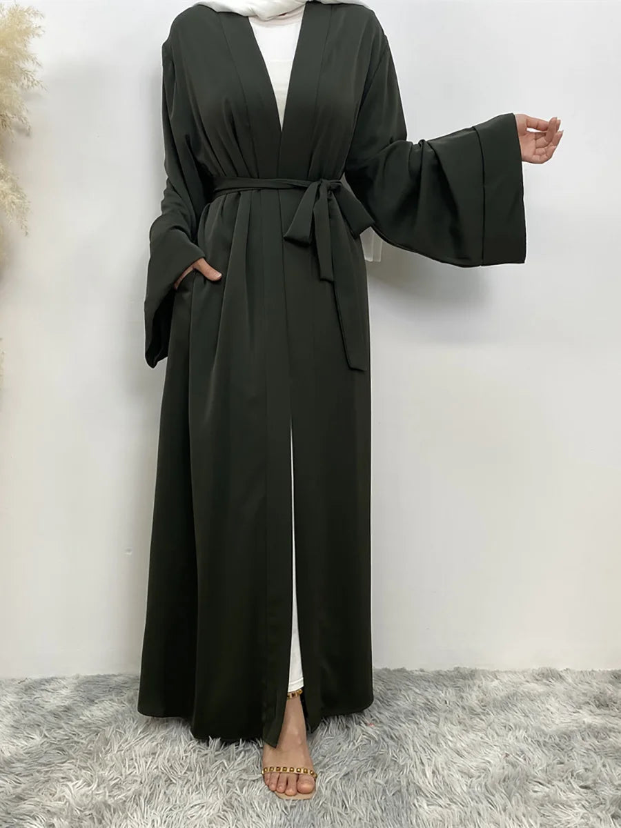 Dubai Elegance Open Abaya – Robe Modeste en Polyester pour Femmes - Muslim Essentials