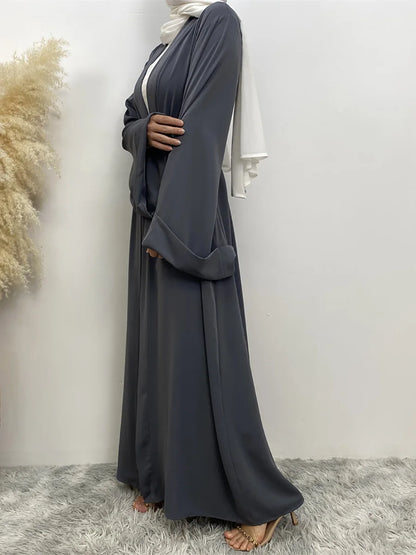 Dubai Elegance Open Abaya – Robe Modeste en Polyester pour Femmes - Muslim Essentials