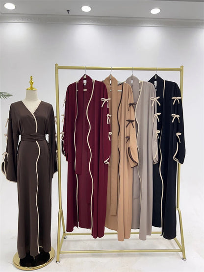 Abaya Ouverte Butterfly avec Nœud - Kimono de Luxe pour Ramadan et Eid, Robe Modeste Islamique, Kaftan Kebaya pour Femmes - Muslim Essentials