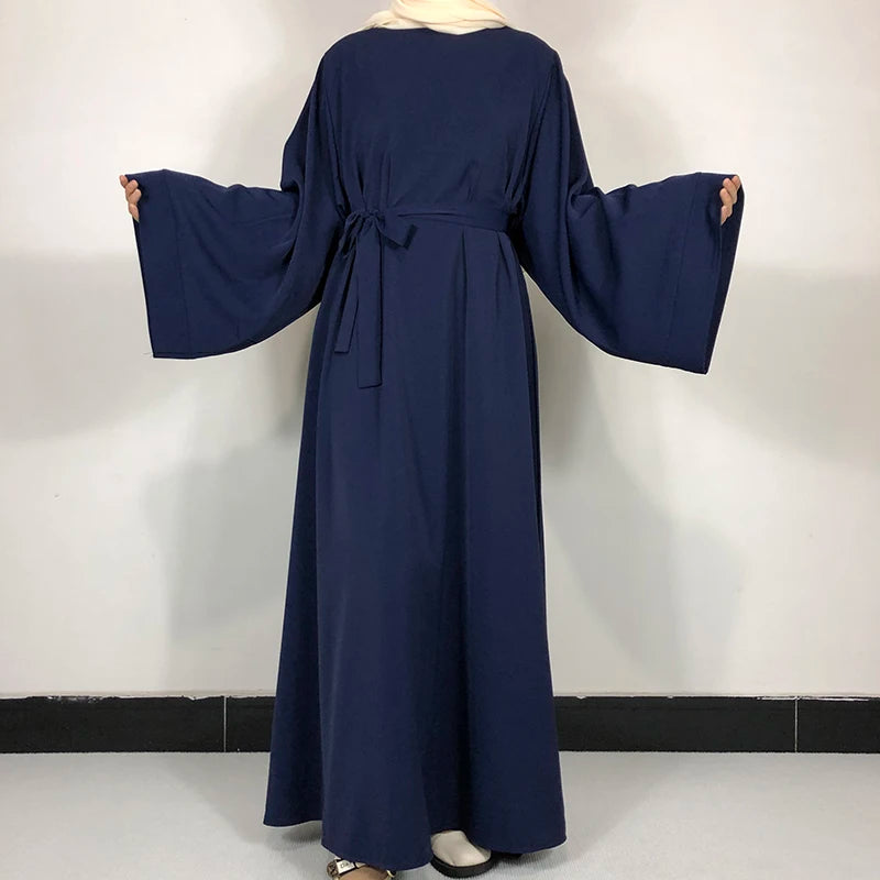 15 Colors Basic Plain Nida Abaya With Free Belt High Quality Muslim Women Modest Simple Dress EID Ramadan Islamic Clothing - Muslim Essentials